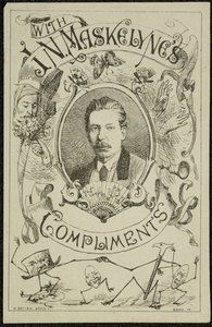 Con los cumplidos de J. N. Maskelyne, c.1875 (grabado)