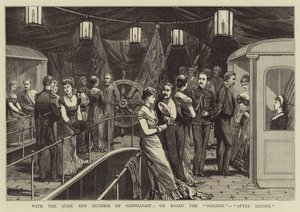 Con el duque y la duquesa de Connaught, a bordo del "Osborne", "Después de la cena" de English School