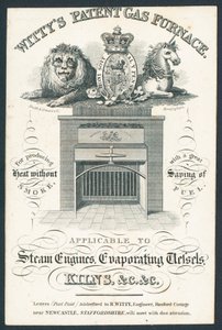 Wittys Patent Gas Furnace, tarjeta comercial de English School