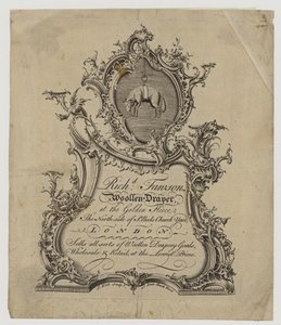 Drapero de lana, Richard Fawson, tarjeta comercial de English School