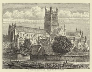 Catedral de Worcester, desde el suroeste de English School