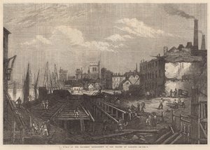 Obras del Terraplén sur del Támesis en Lambeth de English School