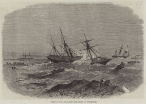 Naufragio del barco de vapor Earl Percy en Tynemouth de English School