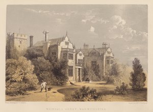 Abadía de Wroxhall, Warwickshire (aguatinta) de English School