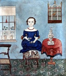 Niña Bailando en una Silla en un Interior, c.1840 de English School