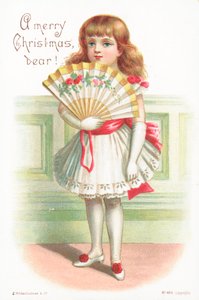 Niña joven sosteniendo un abanico de English School
