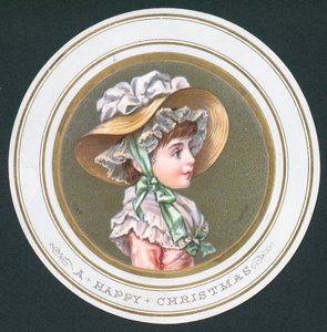 Niña joven con sombrero, tarjeta de Navidad