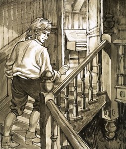 El joven Handel sube las escaleras al ático para tocar el piano de English School