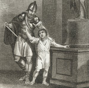 El joven Aníbal jurando enemistad a los romanos (grabado) de English School
