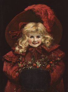 Niña con abrigo y sombrero rojo