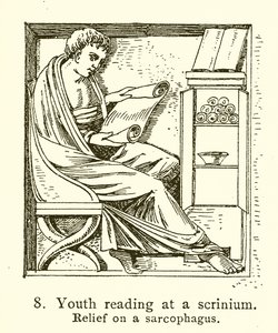 Joven leyendo en un scrinium