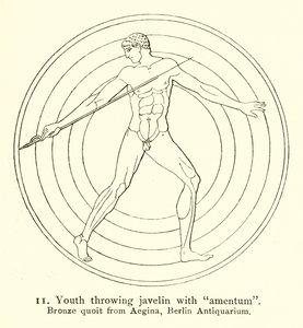 Joven lanzando jabalina con amentum de English School