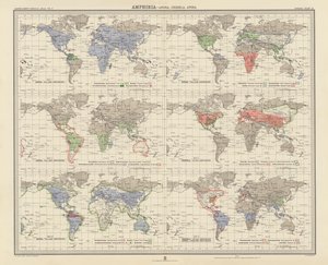 Zoogeografía: Amphibia, Anura, Urodela, Apoda (litografía en color) de English School