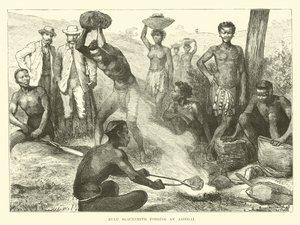 Herrero zulú forjando un Assegai de English School