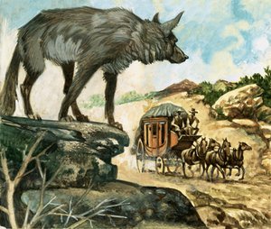 lobos hambrientos eran uno de los peligros que acechaban a los viajeros en diligencia