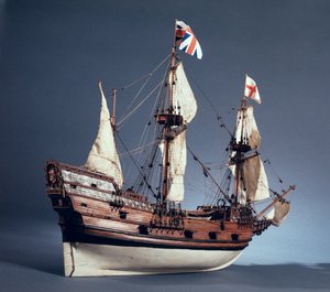 Modelo a escala 1:60 del Mayflower de 1620