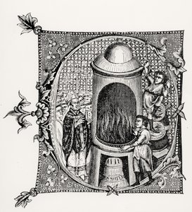 Inicial historiada C de Divinorum Officiorum por William Durand, ilustración de Ciencia y Literatura en la Edad Media y el Renacimiento, escrito y grabado por Paul Lacroix, 1878 de English School English School