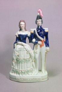 Figura de Staffordshire de Napoleón III y la Emperatriz Eugenia de English School English School