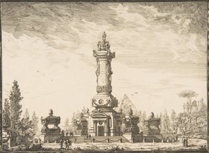 Elevación en perspectiva de una columna funeraria destinada para la sepultura... de Ennemond Alexandre Petitot