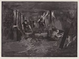 Mineros trabajando bajo tierra en la cara del carbón