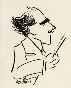 Arturo Toscanini (1867-1957) director de orquesta italiano en una caricatura de Enrico Caruso (tenor italiano) de Enrico Caruso
