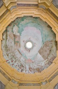 Bóveda con una perspectiva a vista de pájaro del Santuario de Enrico and Guidobono Bartolomeo Haffner
