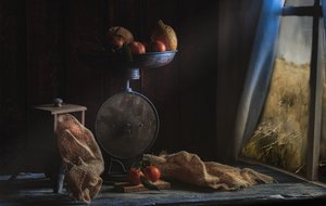 Naturaleza muerta rústica de la cosecha de Enrico Sottocorna