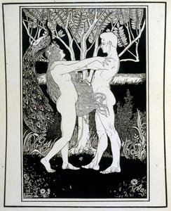 Adán y Eva (inocencia), del libro Judah ilustrado por Ephraim Moses Lilien (1874-1925). Lilien es considerado el padre de la iconografía sionista, creado en el estilo Jugendstil (art nouveau alemán). Ilustró 