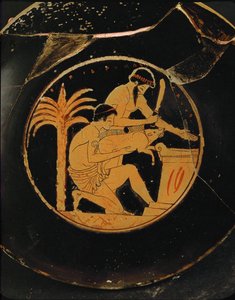 Sacrificio de un cerdo con inscripción: " Epidromos es hermoso " ... de Epidromos Painter