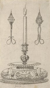 Diseño para un candelabro con recortadores de mecha de Erasmus Hornick