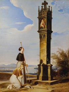 Dos romeros frente a una ermita ("Ave María")