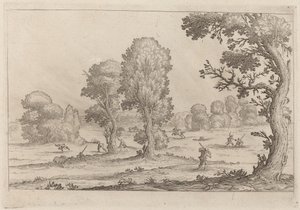 Hombres Luchando en un Paisaje de Ercole Bazicaluva