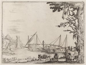 Puerto con Barcos Anclados de Ercole Bazicaluva