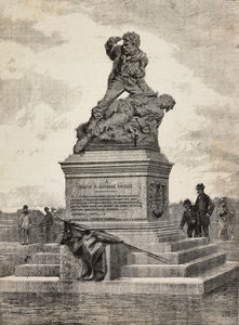 Monumento a Enrico (1840-1867) y Giovanni Cairoli (1842-1869), patriotas italianos, grupo de bronce del escultor Ercole Rosa (1846-1893), en la colina Pinciana, Roma, Italia. de Ercole Rosa