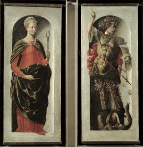 Santa Apolonia y San Miguel, c.1473 de Ercole de Roberti