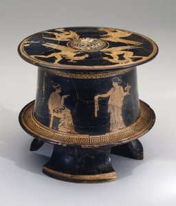 Píxide de figuras rojas, Ática, c.430 a.C.