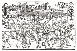 Fragmento de un cartel sobre la invasión turca de Hungría de Erhard Schon