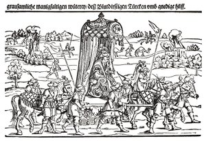 Fragmento de un cartel sobre la invasión turca de Hungría de Erhard Schon