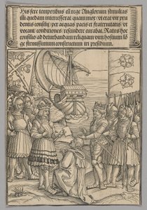 Maximiliano y Enrique VII de Inglaterra, lámina 11 de Escenas Históricas de la Vida del Emperador Maximiliano I del Arco Triunfal de Erhard Schon