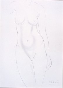 Torso (lápiz sobre papel pegado sobre cartulina) de Eric Gill