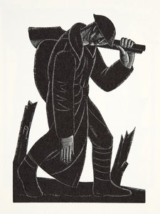 Westward Hoe!, según un dibujo de David James de Eric Gill