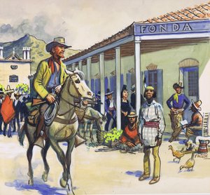 La Fonda, Santa Fe (gouache sobre papel)