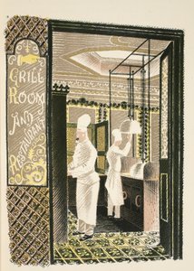 Restaurante y sala de parrilla, ilustración de 
