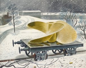 Hélice de barco en un vagón de ferrocarril, principios del siglo XX de Eric Ravilious