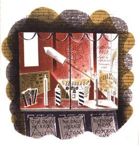 El vendedor de periódicos, impreso por Curwen Press, de High Street, por J.M. Richards, publicado por Country Life, 1938 (conjunto de 24)