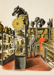 Tienda de alquiler de disfraces y accesorios teatrales, ilustración de 