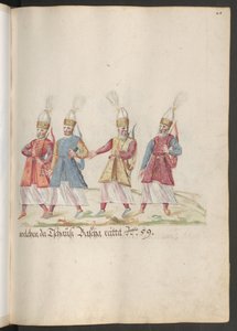 La corte de un pachá y un sultán: cuatro arqueros turcos de la escolta del sultán