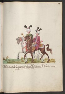 La corte de un pachá y un sultán: dos funcionarios del Estado a caballo