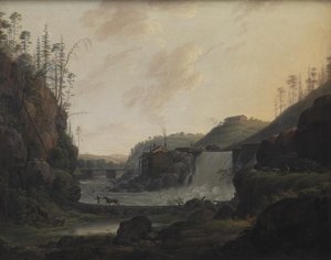 Paisaje fluvial con una cascada cerca de Bogstad en Noruega de Erik Pauelsen