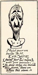 Proyecto de busto del compositor Erik Satie (1866-1925) por él mismo: 